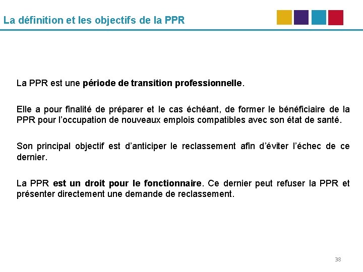 La définition et les objectifs de la PPR La PPR est une période de