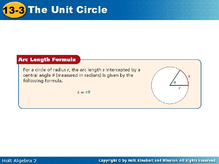 13 -3 The Unit Circle Holt Algebra 2 