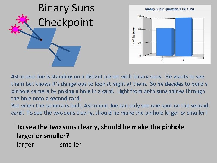 Binary Suns Checkpoint Astronaut Joe is standing on a distant planet with binary suns.