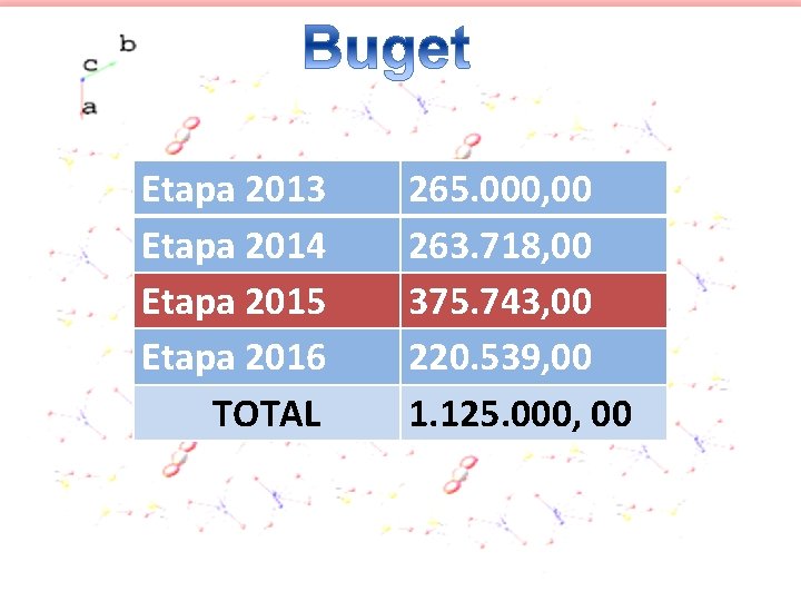 Etapa 2013 Etapa 2014 Etapa 2015 Etapa 2016 TOTAL 265. 000, 00 263. 718,