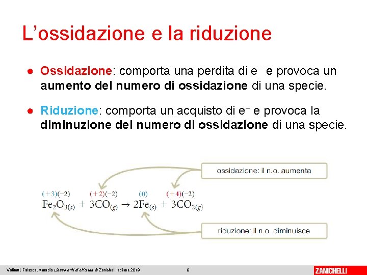 L’ossidazione e la riduzione ● Ossidazione: comporta una perdita di e– e provoca un