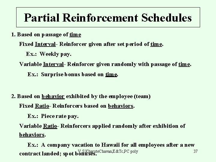 Partial Reinforcement Schedules 1. Based on passage of time Fixed Interval- Reinforcer given after