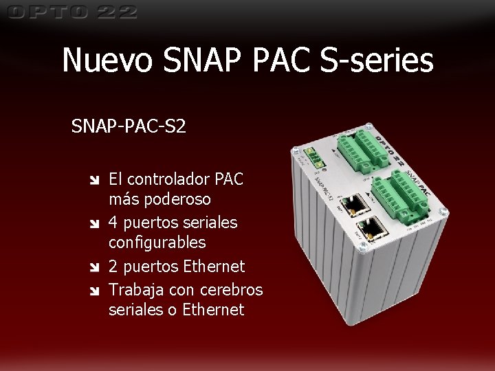 Nuevo SNAP PAC S-series SNAP-PAC-S 2 El controlador PAC más poderoso 4 puertos seriales Nuevo SNAP PAC S-series SNAP-PAC-S 2 El controlador PAC más poderoso 4 puertos seriales