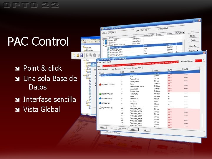 PAC Control Point & click Una sola Base de Datos Interfase sencilla Vista Global PAC Control Point & click Una sola Base de Datos Interfase sencilla Vista Global