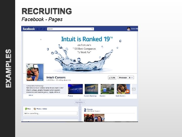 RECRUITING EXAMPLES Facebook - Pages 