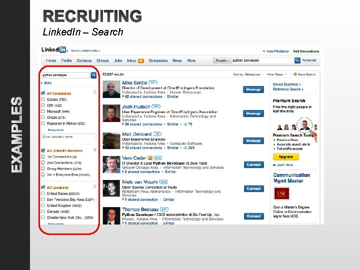 RECRUITING EXAMPLES Linked. In – Search 