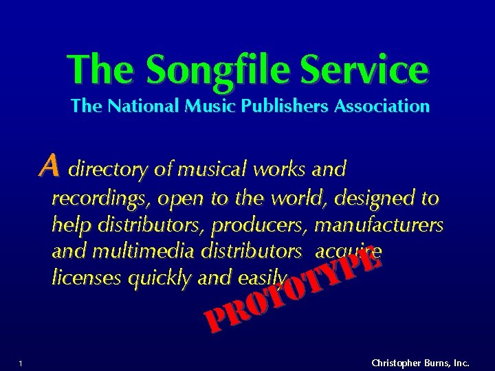 The Songfile Service The National Music Publishers Association A directory of musical works and