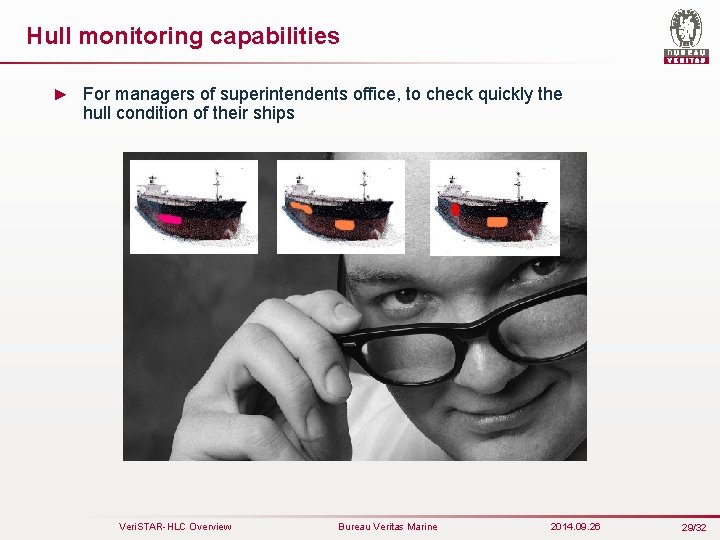 Hull monitoring capabilities ► For managers of superintendents office, to check quickly the hull
