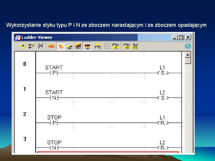 Wykorzystanie styku typu P i N ze zboczem narastającym i ze zboczem opadającym Wykorzystanie styku typu P i N ze zboczem narastającym i ze zboczem opadającym