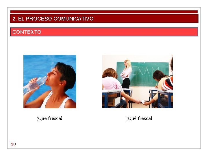 2. EL PROCESO COMUNICATIVO CONTEXTO ¡Qué fresca! 10 ¡Qué fresca! 