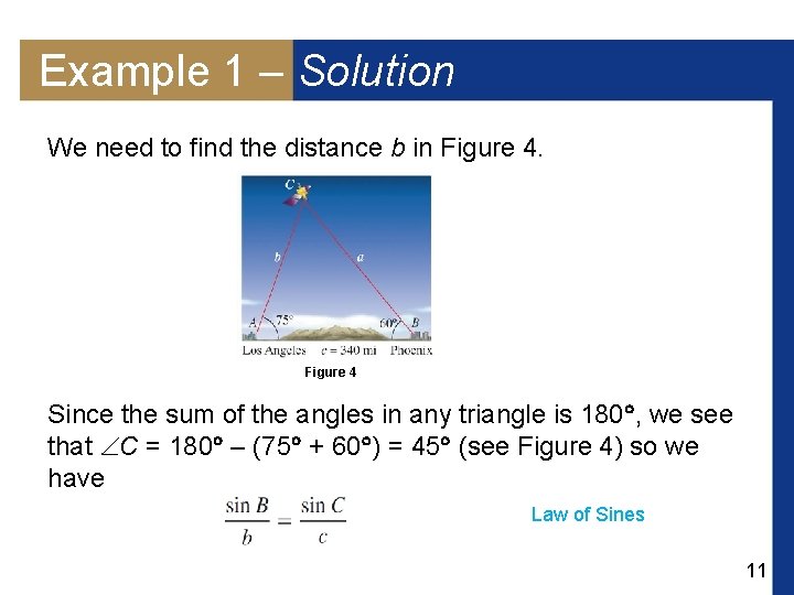 Example 1 – Solution We need to find the distance b in Figure 4