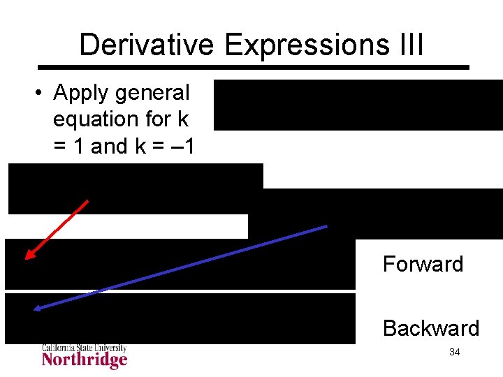 Derivative Expressions III • Apply general equation for k = 1 and k = Derivative Expressions III • Apply general equation for k = 1 and k =