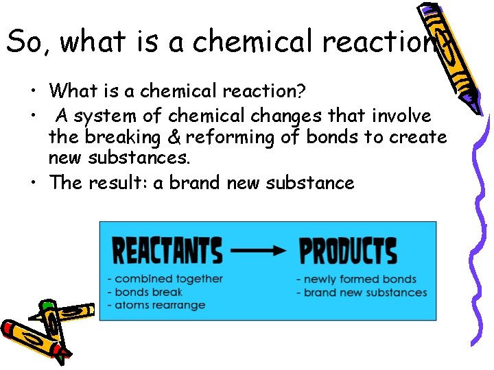 So, what is a chemical reaction? • What is a chemical reaction? • A So, what is a chemical reaction? • What is a chemical reaction? • A