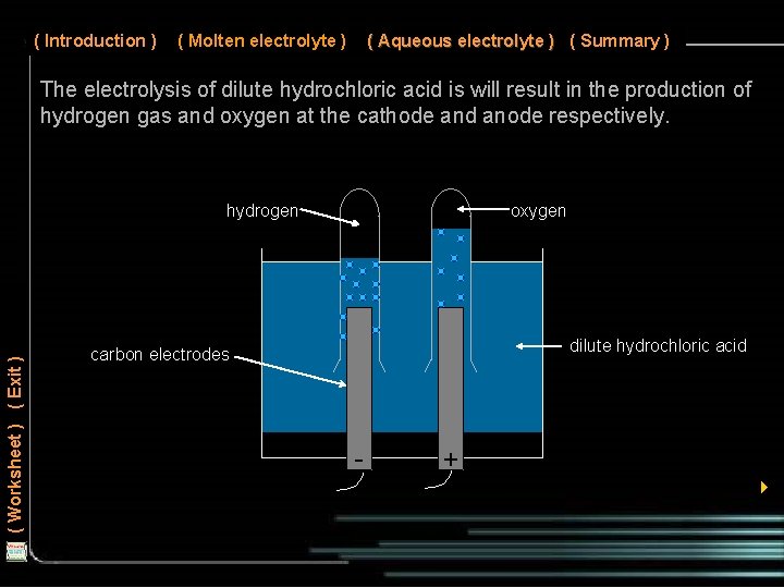 ( Introduction ) ( Molten electrolyte ) ( Aqueous electrolyte ) ( Summary )