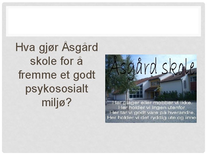 Hva gjør Åsgård skole for å fremme et godt psykososialt miljø? 