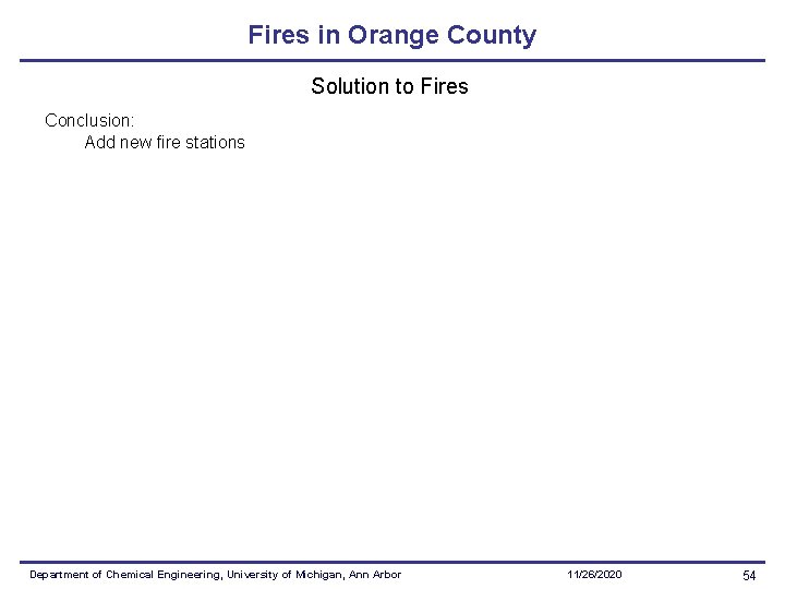 Fires in Orange County Solution to Fires Conclusion: Add new fire stations Department of Fires in Orange County Solution to Fires Conclusion: Add new fire stations Department of