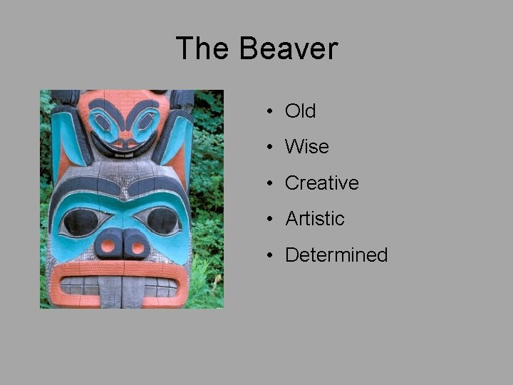 The Beaver • Old • Wise • Creative • Artistic • Determined 