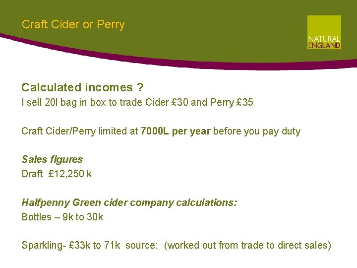 Craft Cider or Perry Calculated incomes ? I sell 20 l bag in box Craft Cider or Perry Calculated incomes ? I sell 20 l bag in box