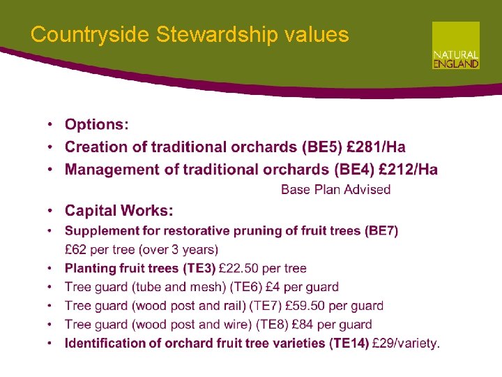 Countryside Stewardship values Countryside Stewardship values