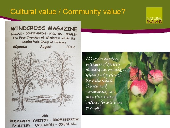 Cultural value / Community value? Cultural value / Community value?