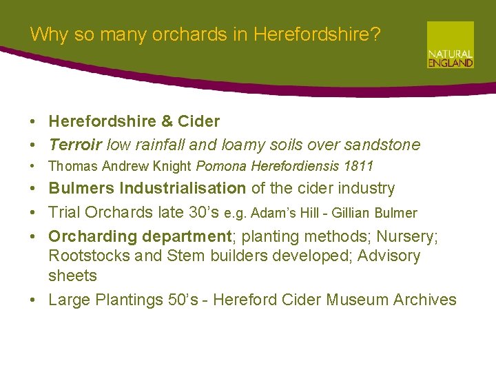 Why so many orchards in Herefordshire? • Herefordshire & Cider • Terroir low rainfall Why so many orchards in Herefordshire? • Herefordshire & Cider • Terroir low rainfall