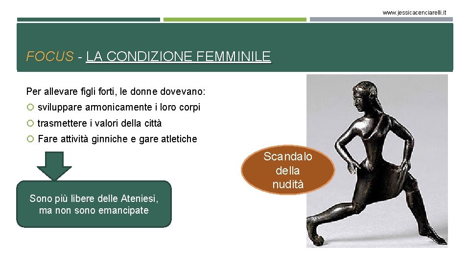 www. jessicacenciarelli. it FOCUS - LA CONDIZIONE FEMMINILE Per allevare figli forti, le donne