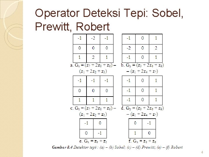 Operator Deteksi Tepi: Sobel, Prewitt, Robert 4 