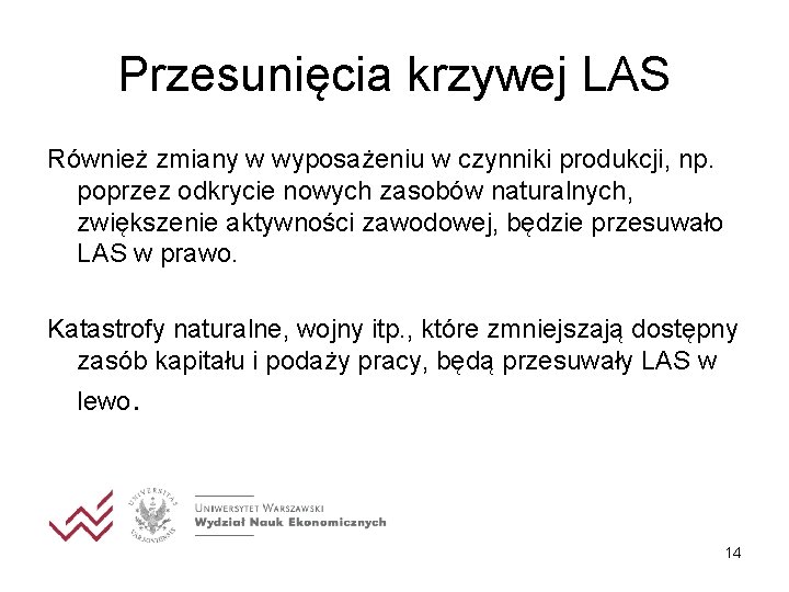 Przesunięcia krzywej LAS Również zmiany w wyposażeniu w czynniki produkcji, np. poprzez odkrycie nowych