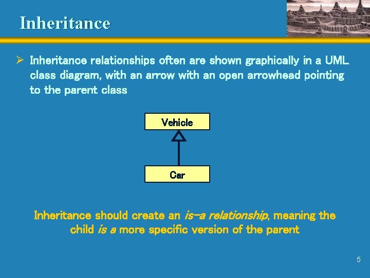 Inheritance Ø Inheritance relationships often are shown graphically in a UML class diagram, with