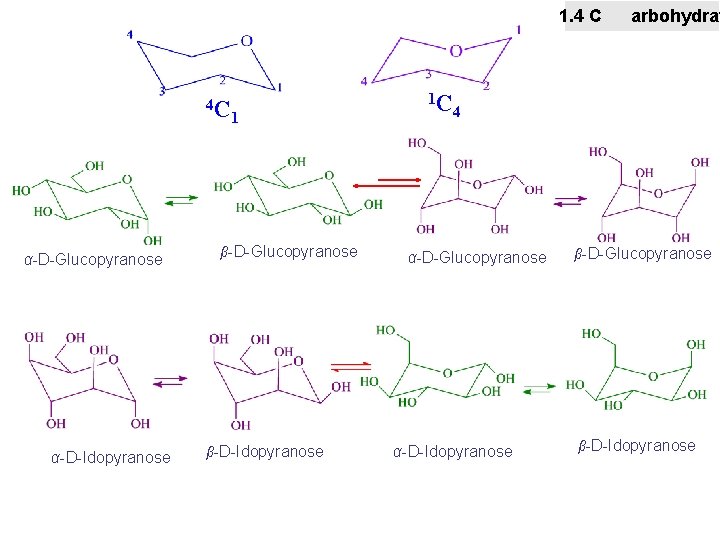 1. 4 C 4 C α-D-Glucopyranose α-D-Idopyranose 1 β-D-Glucopyranose β-D-Idopyranose 1 C arbohydrat 4