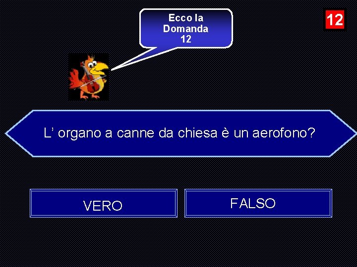 12 Ecco la Domanda 12 L’ organo a canne da chiesa è un aerofono?