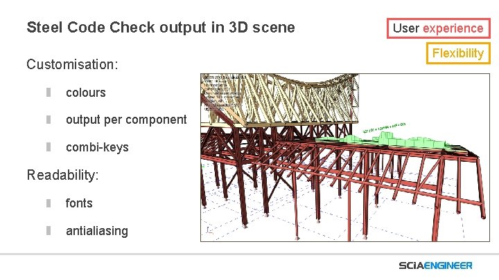 Steel Code Check output in 3 D scene Customisation: colours output per component combi-keys