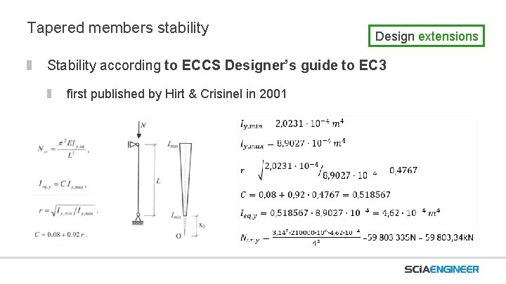 Tapered members stability Design extensions Stability according to ECCS Designer’s guide to EC 3