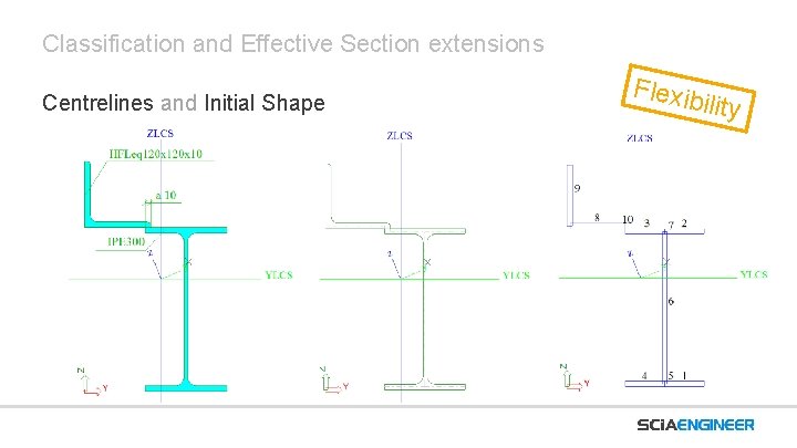 Classification and Effective Section extensions Centrelines and Initial Shape Flexib ility 