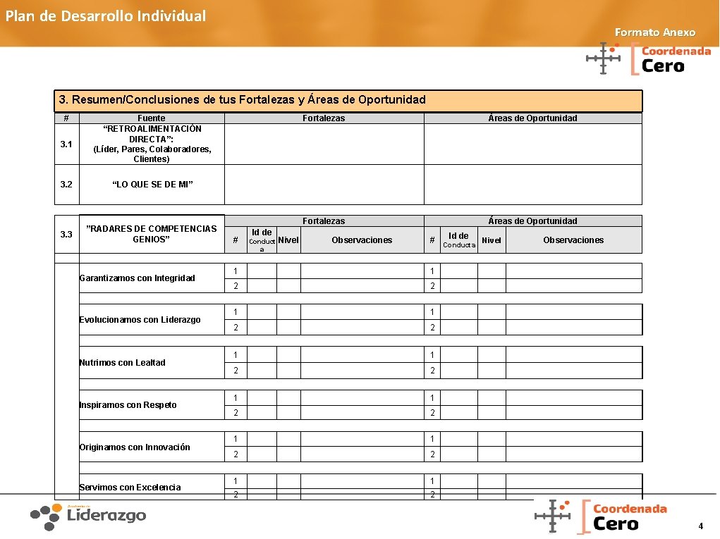 Plan de Desarrollo Individual Formato Anexo 3. Resumen/conclusiones de tus Fortalezas y Áreas de