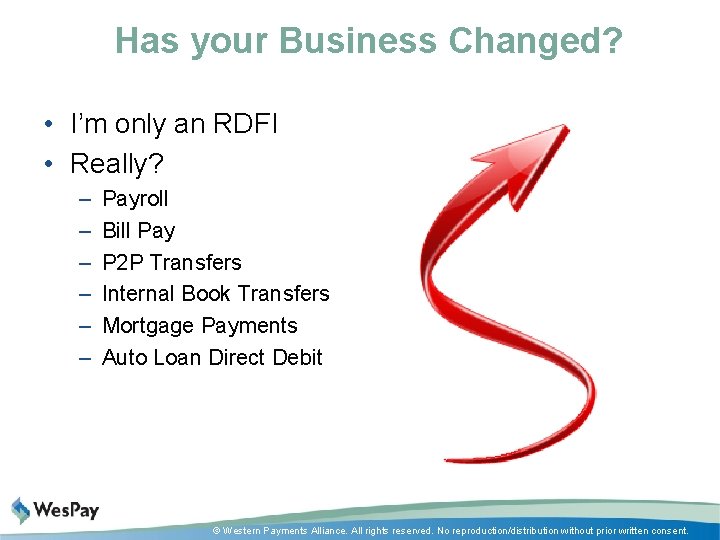Has your Business Changed? • I’m only an RDFI • Really? – – –