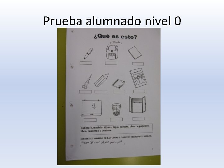 Prueba alumnado nivel 0 