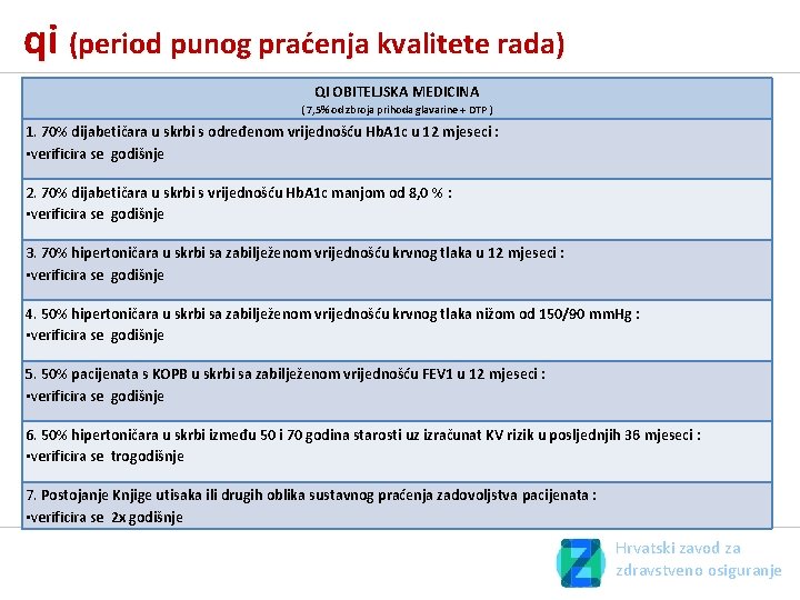qi (period punog praćenja kvalitete rada) QI OBITELJSKA MEDICINA ( 7, 5% od zbroja qi (period punog praćenja kvalitete rada) QI OBITELJSKA MEDICINA ( 7, 5% od zbroja