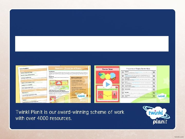 Twinkl Plan. It is our award-winning scheme of work with over 4000 resources. 