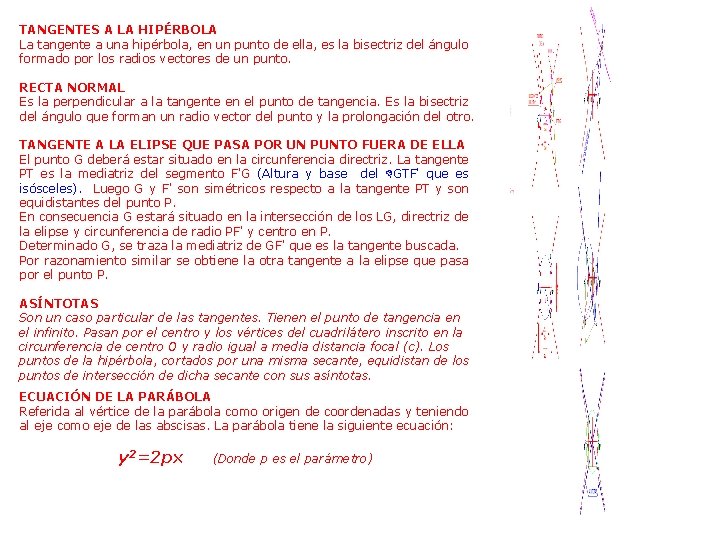 TANGENTES A LA HIPÉRBOLA La tangente a una hipérbola, en un punto de ella, TANGENTES A LA HIPÉRBOLA La tangente a una hipérbola, en un punto de ella,