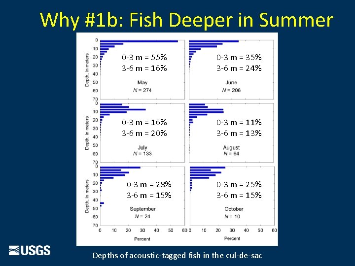 Why #1 b: Fish Deeper in Summer 0 -3 m = 55% 3 -6