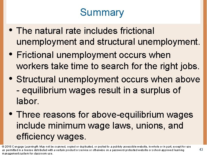 Summary • The natural rate includes frictional • • • unemployment and structural unemployment. Summary • The natural rate includes frictional • • • unemployment and structural unemployment.