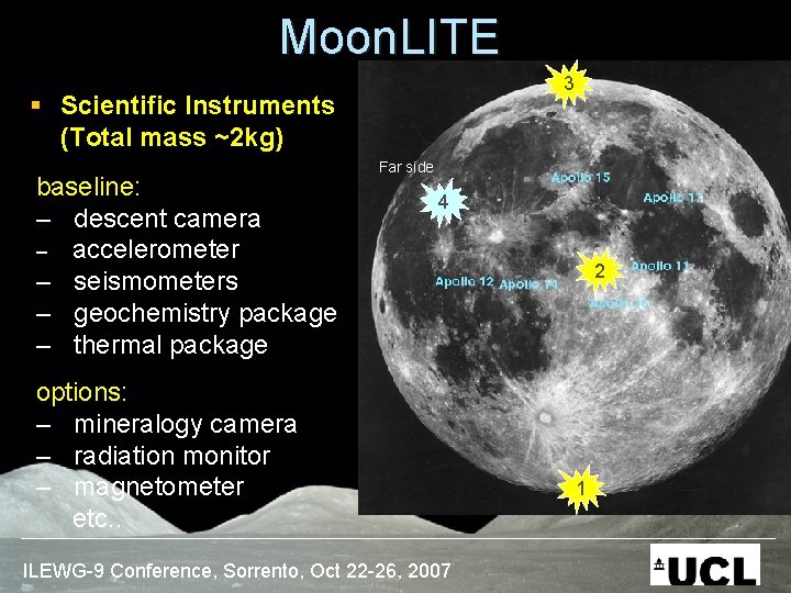 Moon. LITE 3 § Scientific Instruments (Total mass ~2 kg) baseline: – descent camera