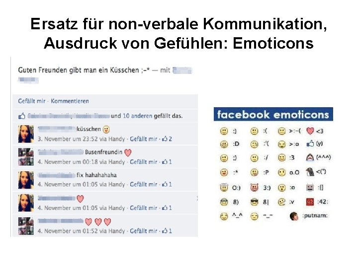 Ersatz für non-verbale Kommunikation, Ausdruck von Gefühlen: Emoticons 