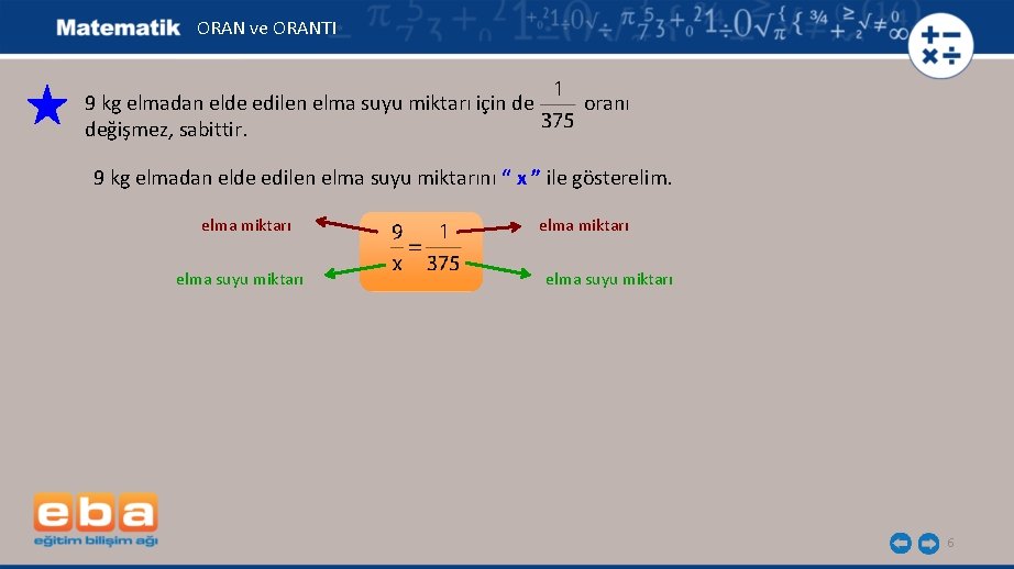 ORAN ve ORANTI 9 kg elmadan elde edilen elma suyu miktarı için de değişmez,