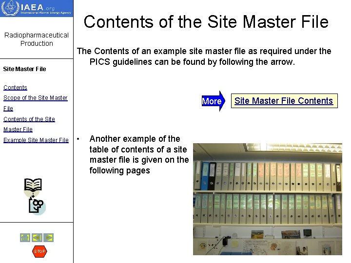 Contents of the Site Master File Radiopharmaceutical Production Site Master File The Contents of