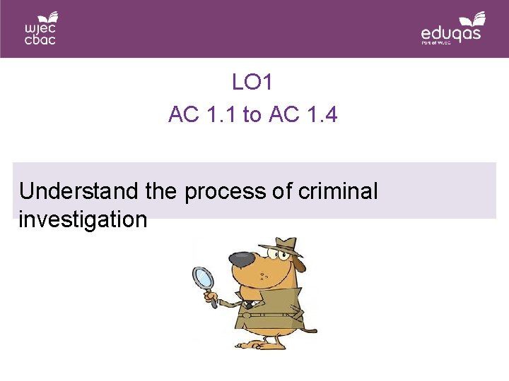 LO 1 AC 1. 1 to AC 1. 4 Understand the process of criminal