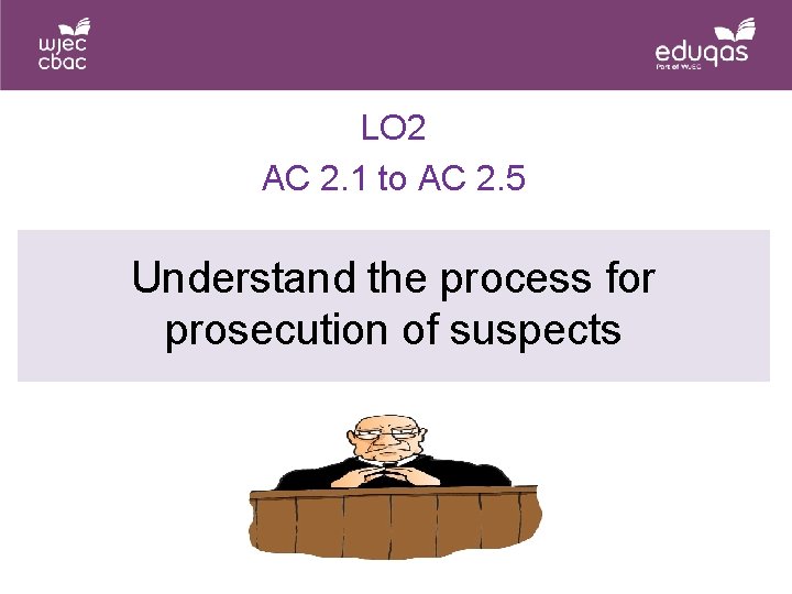 LO 2 AC 2. 1 to AC 2. 5 Understand the process for prosecution