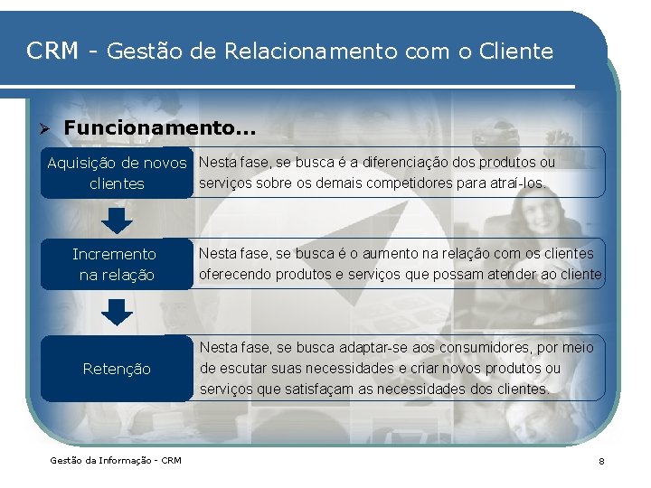 CRM - Gestão de Relacionamento com o Cliente Ø Funcionamento. . . Aquisição de