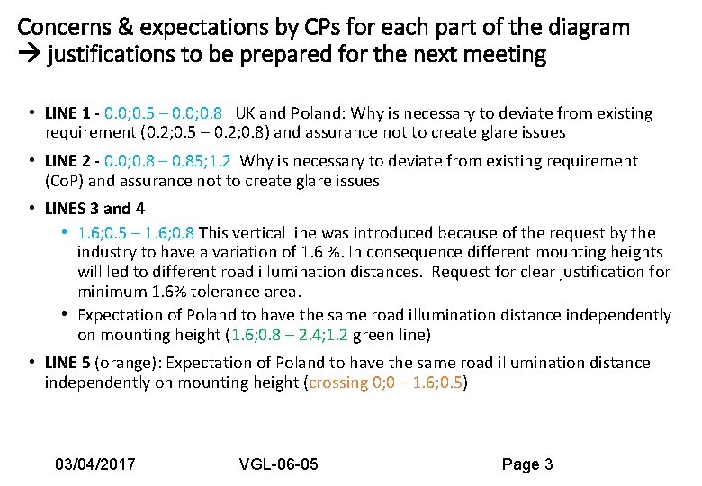 Concerns & expectations by CPs for each part of the diagram justifications to be